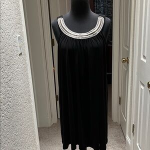 Y2K Star Vixen Black Dress with Silver and Pearl Collar Size Medium
